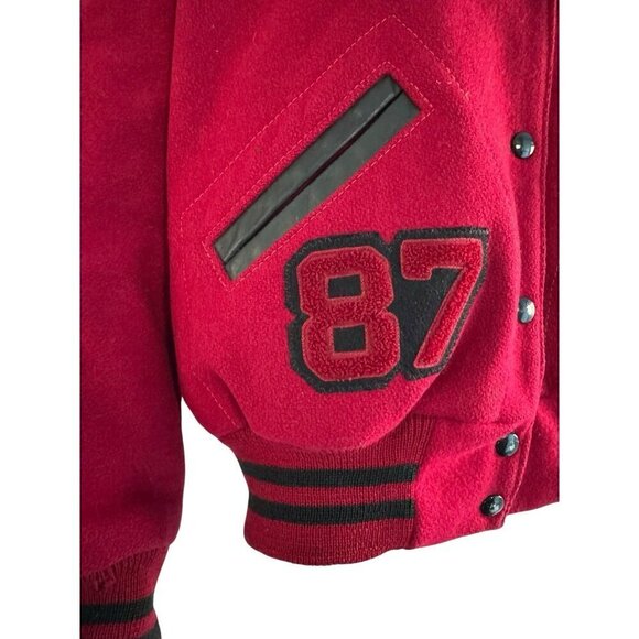 Vtg Nelson Woman's Sz M Red Black Varsity Letterman Jacket Boise Grizzlies 1987 - Picture 4 of 15